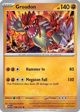 Groudon (108) [ME Ascended Heroes] Reverse Holofoil - Rare