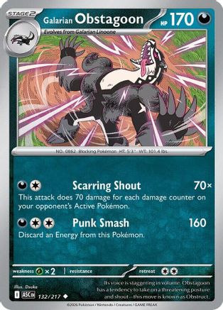 Galarian Obstagoon (132/217) [ME Ascended Heroes] Reverse Holofoil - Uncommon