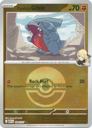Cynthia's Gible (Poke Ball) (109) [ME Ascended Heroes] Reverse Holofoil - Common