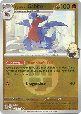 Cynthia's Gabite (Energy Symbol Pattern) (110) [ME Ascended Heroes] Reverse Holofoil - Uncommon