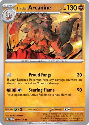 Hisuian Arcanine (Non-Holo) (100/167) [Deck Exclusives] - Rare