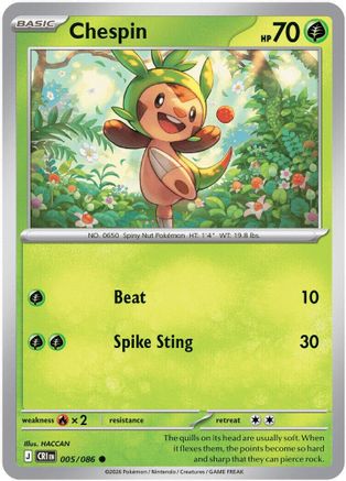 Chespin (005/086) [ME04 Chaos Rising] Reverse Holofoil - Common