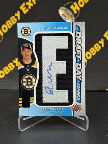 Fabian Lysell Draft Day Marks ERROR - Boston Bruins 2022-23 SP Game Used