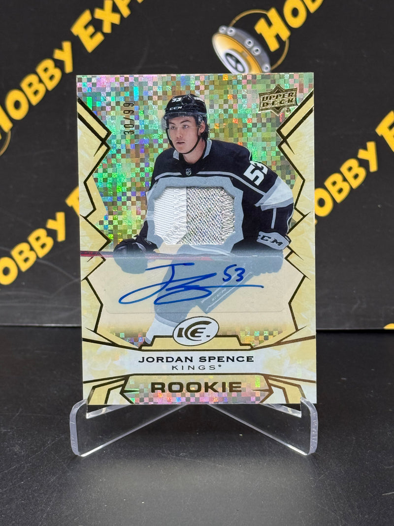 Jordan Spence Gold Rookie Auto Patch 30/99 - Los Angeles Kings 2022-23 Ice