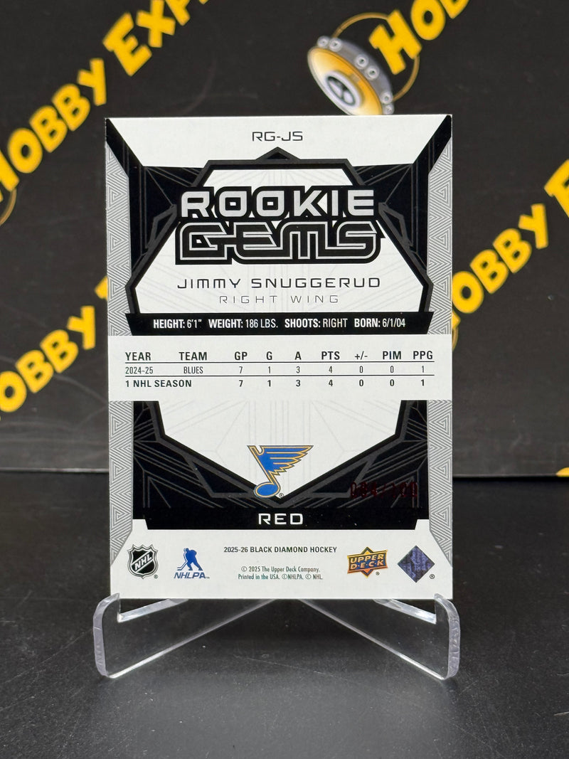 Jimmy Snuggerud Rookie Gems Red 084/100 - St. Louis Blues 2025-26 Black Diamond