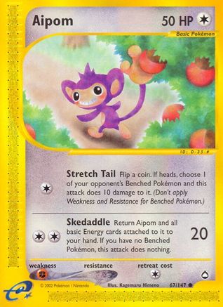 Aipom (067/147) [Aquapolis] Reverse Holofoil - Common