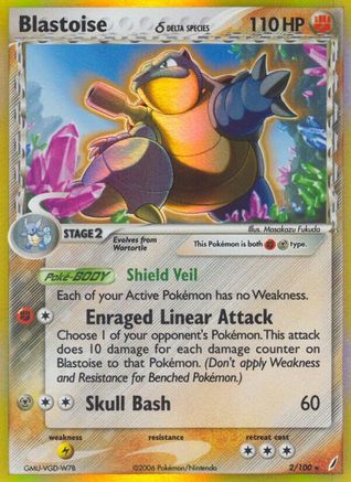 Blastoise (Delta Species) (002/100) [Crystal Guardians] Reverse Holofoil - Holo Rare