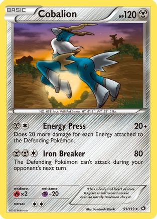 Cobalion (91/113) [Legendary Treasures] Holofoil - Holo Rare