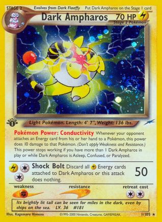 Dark Ampharos (1/105) [Neo Destiny] 1st Edition Holofoil - Holo Rare