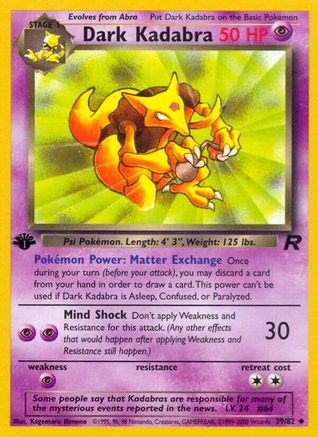 Dark Kadabra (039/82) [Team Rocket] 1st Edition - Uncommon
