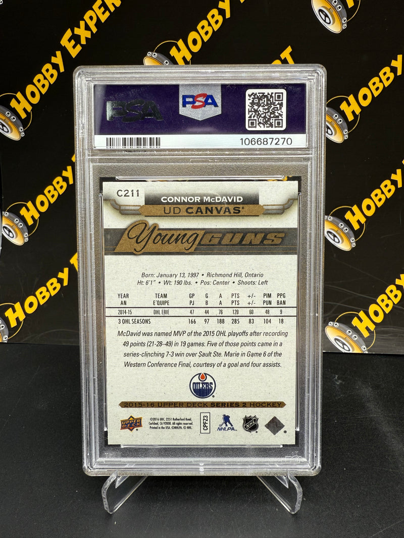 Connor McDavid Young Guns Canvas PSA 9 - Edmonton Oilers