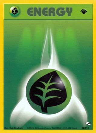 Grass Energy (129/132) [Gym Heroes] 1st Edition - Common