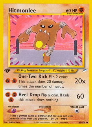 Hitmonlee (042/105) [Neo Destiny] 1st Edition - Uncommon