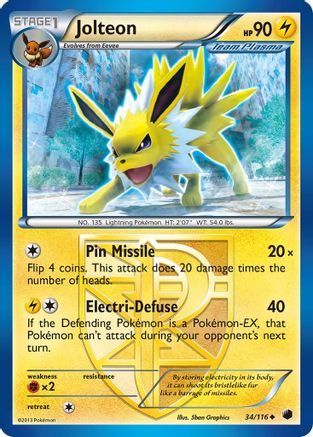 Jolteon (Team Plasma) (034/116) [Plasma Freeze] Reverse Holofoil - Uncommon