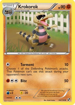 Krokorok (64/114) [Black and White] Reverse Holofoil - Uncommon