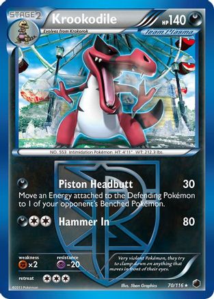 Krookodile (Team Plasma) (70/116) [Plasma Freeze] Reverse Holofoil - Rare