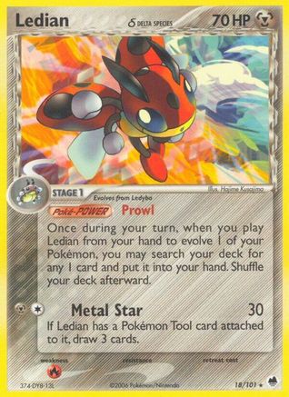 Ledian (Delta Species) (018/101) [Dragon Frontiers] Reverse Holofoil - Rare