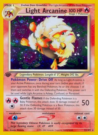 Light Arcanine (12/105) [Neo Destiny] 1st Edition Holofoil - Holo Rare