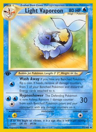 Light Vaporeon (052/105) [Neo Destiny] 1st Edition - Uncommon