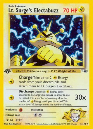 Lt. Surge's Electabuzz (006/132) [Gym Heroes] 1st Edition Holofoil - Holo Rare