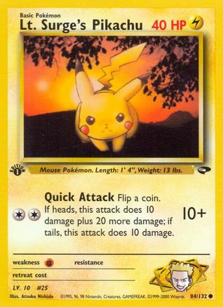 Lt. Surge's Pikachu (084/132) [Gym Challenge] 1st Edition - Common
