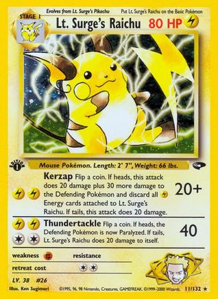 Lt. Surge's Raichu (011/132) [Gym Challenge] 1st Edition Holofoil - Holo Rare