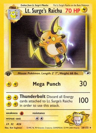 Lt. Surge's Raichu (028/132) [Gym Heroes] 1st Edition - Rare
