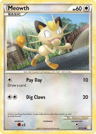 Meowth (075/123) [HeartGold SoulSilver] Reverse Holofoil - Common