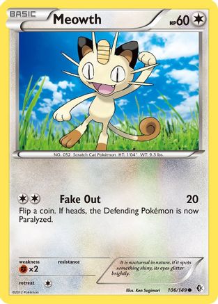 Meowth (106/149) [Boundaries Crossed] Reverse Holofoil - Common