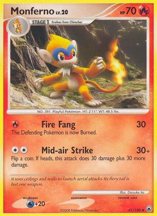 Monferno (41/100) [Majestic Dawn] Reverse Holofoil - Uncommon