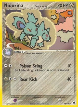 Nidorina (Delta Species) (34/101) [Dragon Frontiers] Reverse Holofoil - Uncommon