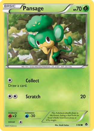 Pansage (1/98) [Emerging Powers] Reverse Holofoil - Common