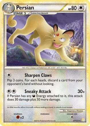 Persian (027/123) [HeartGold SoulSilver] Reverse Holofoil - Rare