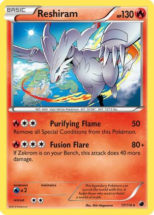 Reshiram (17/116) [Plasma Freeze] Reverse Holofoil - Holo Rare