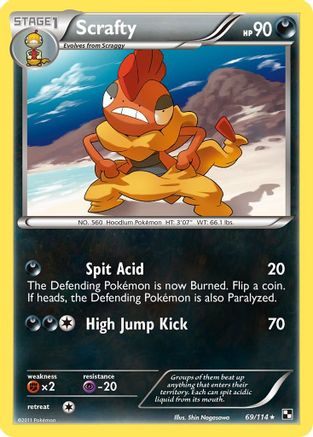 Scrafty (69/114) [Black and White] Reverse Holofoil - Rare