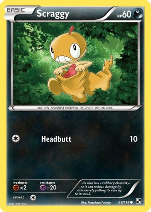 Scraggy (68/114) [Black and White] Reverse Holofoil - Common