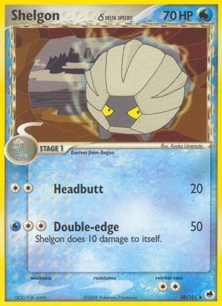 Shelgon (Delta Species) (38/101) [Dragon Frontiers] Reverse Holofoil - Uncommon