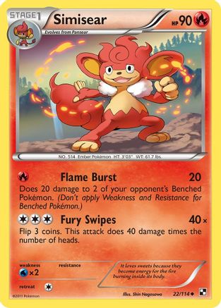Simisear (22/114) [Black and White] Reverse Holofoil - Uncommon