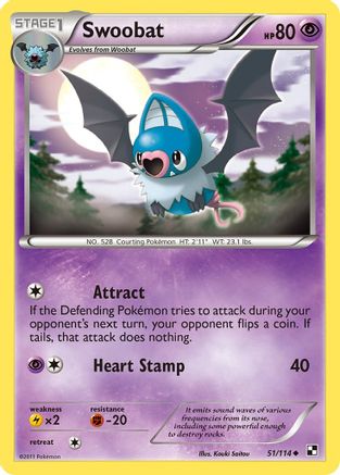 Swoobat (51/114) [Black and White] Reverse Holofoil - Uncommon