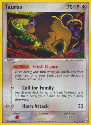 Tauros (12/100) [Crystal Guardians] Holofoil - Holo Rare