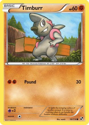 Timburr (58/114) [Black and White] Reverse Holofoil - Common