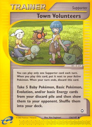 Town Volunteers (136/147) [Aquapolis] Reverse Holofoil - Uncommon