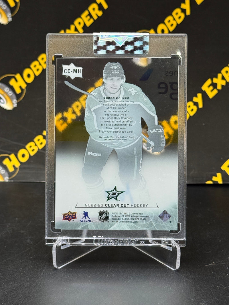 Miro Heiskanen Auto UD Exquisite 27/35 - Dallas Stars 2022-23 Clear Cut Hockey