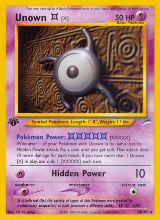 Unown [X] (30/105) [Neo Destiny] 1st Edition - Rare