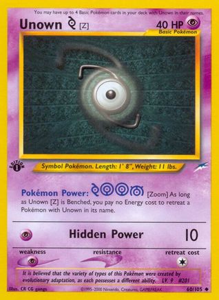 Unown [Z] (60/105) [Neo Destiny] 1st Edition - Uncommon