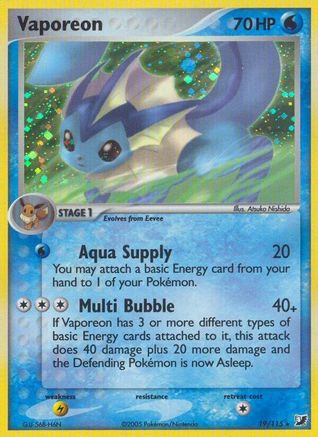 Vaporeon (19/115) [Unseen Forces] Holofoil - Holo Rare