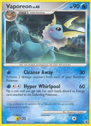 Vaporeon (34/100) [Majestic Dawn] Reverse Holofoil - Rare