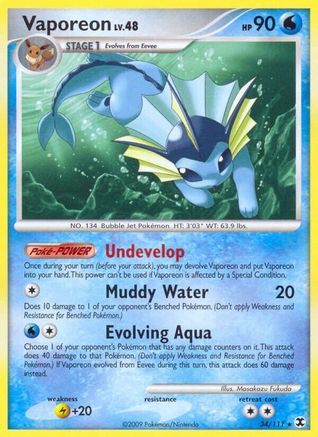 Vaporeon (34/111) [Rising Rivals] Reverse Holofoil - Rare