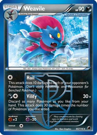 Weavile (Team Plasma) (66/116) [Plasma Freeze] Reverse Holofoil - Rare