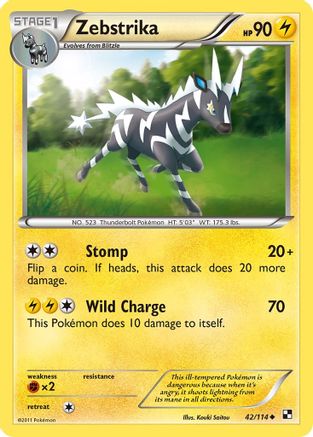 Zebstrika (42/114) [Black and White] Reverse Holofoil - Uncommon